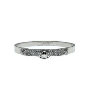 Hermès Collier de Chien White Gold Diamond Bracelet Size SH